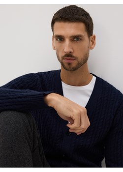 Reserved - Wełniany kardigan - granatowy ze sklepu Reserved w kategorii Swetry męskie - zdjęcie 187476319