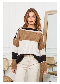 Joséfine Sweter &quot;Calzoni&quot; w kolorze karmelowo-czarno-beżowym ze sklepu Limango Polska w kategorii Swetry damskie - zdjęcie 187476918