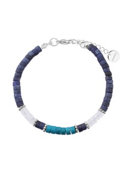 Srebrna bransoletka damska lapis lazuli, turkus, kryształ górski stal szlachetna ze sklepu manoki.pl w kategorii Bransoletki - zdjęcie 187478527