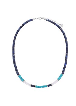 Srebrny naszyjnik damski z lapisem lazuli, turkusem i kryształem górskim stal szlachetna ze sklepu manoki.pl w kategorii Naszyjniki - zdjęcie 187478528