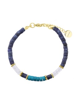 Złota bransoletka damska lapis lazuli, turkus, kryształ górski stal szlachetna ze sklepu manoki.pl w kategorii Bransoletki - zdjęcie 187478529