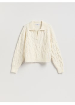 Reserved - Sweter z kołnierzykiem - kremowy ze sklepu Reserved w kategorii Swetry damskie - zdjęcie 187478816