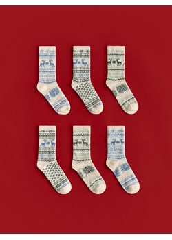 Reserved - Skarpetki ze świątecznym motywem 3 pack - złamana biel ze sklepu Reserved w kategorii Skarpetki damskie - zdjęcie 187478897