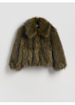Reserved - Sztuczne futerko z kołnierzem - zielony ze sklepu Reserved w kategorii Futra damskie - zdjęcie 187478898