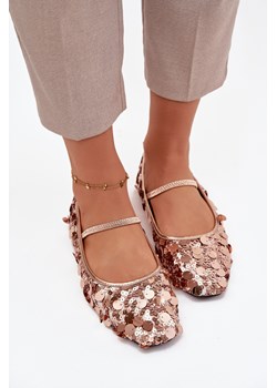 Baleriny Z Cekinami Szampańskie Terlina ze sklepu ZAZOO w kategorii Balerinki - zdjęcie 187479515