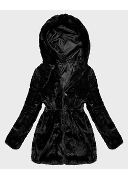 Futrzana kurtka damska z kapturem S'West czarna (B8062-1) ze sklepu goodlookin.pl w kategorii Kurtki damskie - zdjęcie 187482039