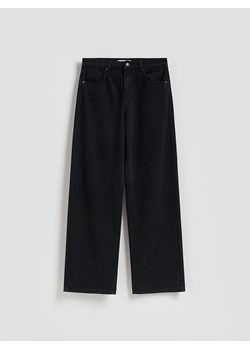 Reserved - Jeansy wide leg ze strasem - czarny ze sklepu Reserved w kategorii Jeansy damskie - zdjęcie 187482076