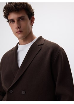 Reserved - Kardigan z domieszką wełny - ciemnobrązowy ze sklepu Reserved w kategorii Swetry męskie - zdjęcie 187482258