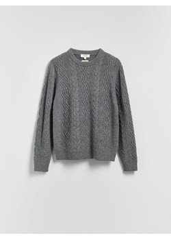 Reserved - Wełniany sweter z warkoczowym splotem - ciemnoszary ze sklepu Reserved w kategorii Swetry męskie - zdjęcie 187482297