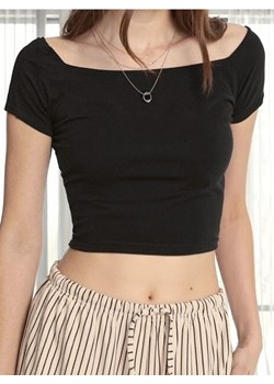 Sinsay - Crop top z krótkim rękawem - czarny ze sklepu Sinsay w kategorii Bluzki damskie - zdjęcie 187482567