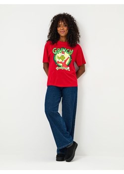Sinsay - Bawełniana koszulka z nadrukiem Grinch - czerwony ze sklepu Sinsay w kategorii Bluzki damskie - zdjęcie 187482568