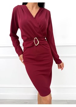 Bordowa Kopertowa Sukienka ze sklepu ModnaKiecka.pl w kategorii Sukienki - zdjęcie 187482668