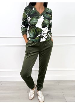 Zielony Welurowy Komplet w Liście ze sklepu ModnaKiecka.pl w kategorii Dresy damskie - zdjęcie 187484585