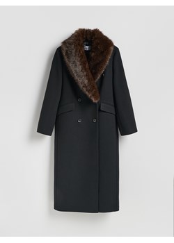 Reserved - Płaszcz z dodatkiem wełny - czarny ze sklepu Reserved w kategorii Płaszcze damskie - zdjęcie 187484625