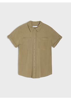 Sinsay - Wiskozowa koszula z krótkim rękawem - zielony ze sklepu Sinsay w kategorii Koszule damskie - zdjęcie 187484887