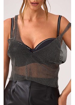 Marilyn top z siateczki zdobionej kryształkami Brillant, Kolor czarno-srebrny, Rozmiar uniwersalny, Marilyn ze sklepu Intymna w kategorii Podkoszulki i halki - zdjęcie 187485749