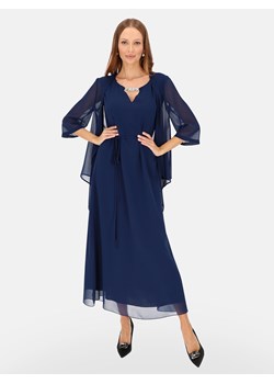Granatowa długa suknia wieczorowa z narzutką Potis & Verso Safira ze sklepu Eye For Fashion w kategorii Sukienki - zdjęcie 187486856
