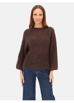 Brązowy moherowy sweter damski oversize z rękawem 3/4 L'AF Sorrel ze sklepu Eye For Fashion w kategorii Swetry damskie - zdjęcie 187486916