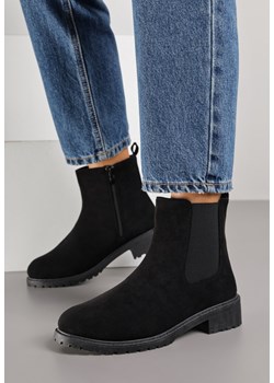 Czarne Botki w Stylu Sztybletów z Elastyczną Wstawką Kanelle ze sklepu born2be.pl w kategorii Botki - zdjęcie 187486948