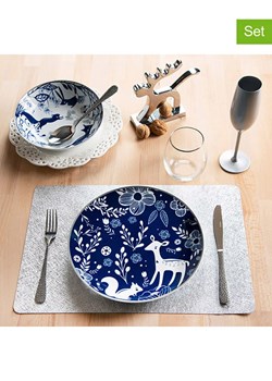 Trendy Kitchen by EXCÉLSA 18-częściowy zestaw talerzy &quot;Suomi&quot; w kolorze biało-niebieskim ze sklepu Limango Polska w kategorii Naczynia - zdjęcie 187487697