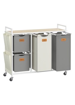 Songmics Kosz w kolorze szaro-białym na pranie - 98,6 x 80,5 x 33 cm ze sklepu Limango Polska w kategorii Akcesoria łazienkowe - zdjęcie 187488427