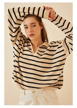 Happiness Istanbul Sweter w kolorze beżowo-czarnym ze sklepu Limango Polska w kategorii Swetry damskie - zdjęcie 187488666