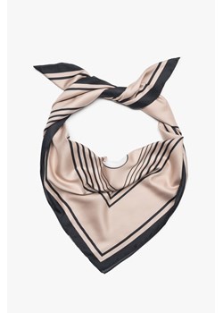 Estro: Beżowo-czarna apaszka damska z abstrakcyjnym wzorem ze sklepu Estro w kategorii Szaliki i chusty damskie - zdjęcie 187489637