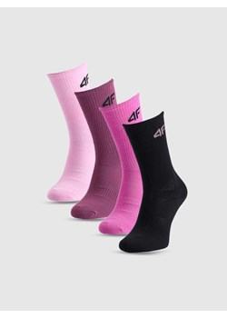 Dziewczęce skarpetki wysokie (4-pack) 4F 4FJWAW25USOCF393 - multikolor ze sklepu Sportstylestory.com w kategorii Skarpetki dziecięce - zdjęcie 187490138