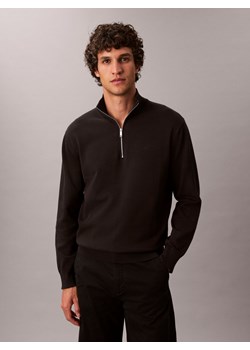 Calvin Klein Męski sweter z dzianiny Mężczyźni Bawełna czarny jednolity ze sklepu vangraaf w kategorii Swetry męskie - zdjęcie 187491705