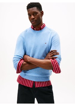 Tommy Hilfiger Męski wełniany sweter Mężczyźni Wełna jasnoniebieski marmurkowy ze sklepu vangraaf w kategorii Swetry męskie - zdjęcie 187491707