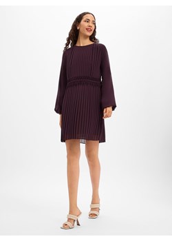 BOSS Szyfonowa sukienka damska - Daliette Kobiety bakłażanowy jednolity ze sklepu vangraaf w kategorii Sukienki - zdjęcie 187491758