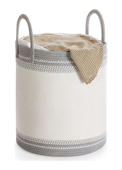 Songmics Kosz w kolorze biało-szarym na pranie - wys. 46 x Ø 41 cm ze sklepu Limango Polska w kategorii Akcesoria łazienkowe - zdjęcie 187494095