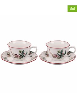 Villa d´Este Filiżanki jumbo (2 szt.) w kolorze kremowo-zielono-czerwonym - 380 ml ze sklepu Limango Polska w kategorii Dzbanki i zaparzacze - zdjęcie 187494148