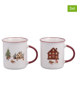 Villa d´Este Kubki jumbo (2 szt.) &quot;Winter Village&quot; w kolorze biało-czerwonym - 360 ml ze sklepu Limango Polska w kategorii Dzbanki i zaparzacze - zdjęcie 187494168