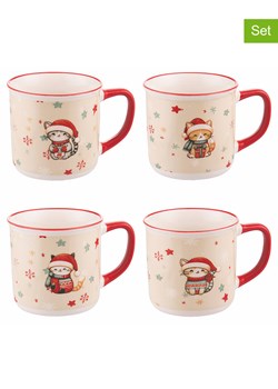Villa d´Este Kubki jumbo (4 szt.) &quot;Merry Miao&quot; w kolorze kremowo-czerwonym - 360 ml ze sklepu Limango Polska w kategorii Dzbanki i zaparzacze - zdjęcie 187494175