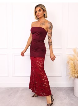 SUKIENKA BEZ RAMIĄCZEK Z KORONKĄ NA DOLE- BORDOWA ze sklepu olika.com.pl w kategorii Sukienki - zdjęcie 187495469