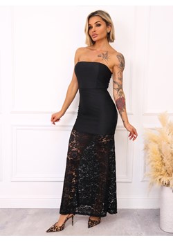 SUKIENKA BEZ RAMIĄCZEK Z KORONKĄ NA DOLE- CZARNA ze sklepu olika.com.pl w kategorii Sukienki - zdjęcie 187495477