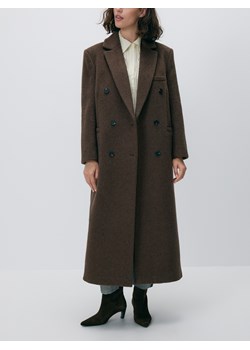 Reserved - Płaszcz oversize z wełną - brązowy ze sklepu Reserved w kategorii Płaszcze damskie - zdjęcie 187495687