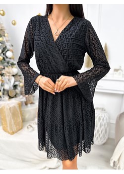 Czarna Sukienka z Kopertowym Dekoltem ze sklepu ModnaKiecka.pl w kategorii Sukienki - zdjęcie 187496217