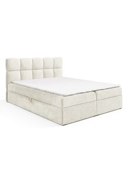 Kremowe łóżko kontynentalne z zagłówkiem 5 rozmiarów - Massilo ze sklepu Edinos.pl w kategorii Łóżka i materace - zdjęcie 187496299