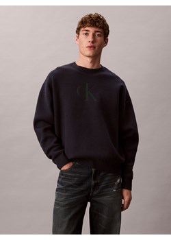 Calvin Klein Jeans Męski sweter z dzianiny Mężczyźni granatowy jednolity ze sklepu vangraaf w kategorii Swetry męskie - zdjęcie 187496428