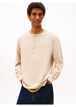 Tommy Jeans Męska koszula z długim rękawem Mężczyźni Bawełna beżowy wypukły wzór tkaniny ze sklepu vangraaf w kategorii Bluzy męskie - zdjęcie 187496429