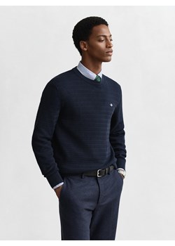 Gant Męski sweter z dzianiny Mężczyźni Bawełna granatowy wypukły wzór tkaniny ze sklepu vangraaf w kategorii Swetry męskie - zdjęcie 187496436