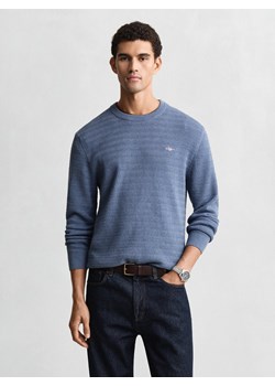 Gant Męski sweter z dzianiny Mężczyźni Bawełna niebieski wypukły wzór tkaniny ze sklepu vangraaf w kategorii Swetry męskie - zdjęcie 187496437