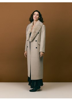 Reserved - Płaszcz z dodatkiem wełny - beżowy ze sklepu Reserved w kategorii Płaszcze damskie - zdjęcie 187496456