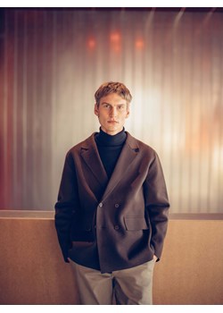 Reserved - Kardigan z domieszką wełny - ciemnobrązowy ze sklepu Reserved w kategorii Swetry męskie - zdjęcie 187496609