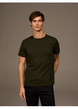 Reserved - T-shirt slim z bawełny merceryzowanej - zielony ze sklepu Reserved w kategorii T-shirty męskie - zdjęcie 187496935