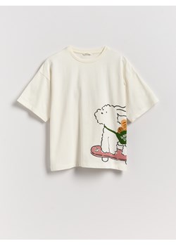 Reserved - T-shirt z nadrukiem - kremowy ze sklepu Reserved w kategorii Bluzki dziewczęce - zdjęcie 187497106