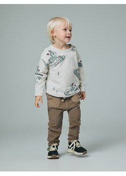 Reserved - Bawełniany longsleeve z nadrukiem - beżowy ze sklepu Reserved w kategorii T-shirty chłopięce - zdjęcie 187497136