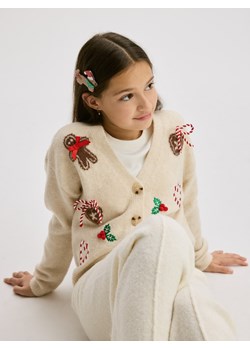 Reserved - Świąteczny kardigan - kremowy ze sklepu Reserved w kategorii Swetry dziewczęce - zdjęcie 187497388